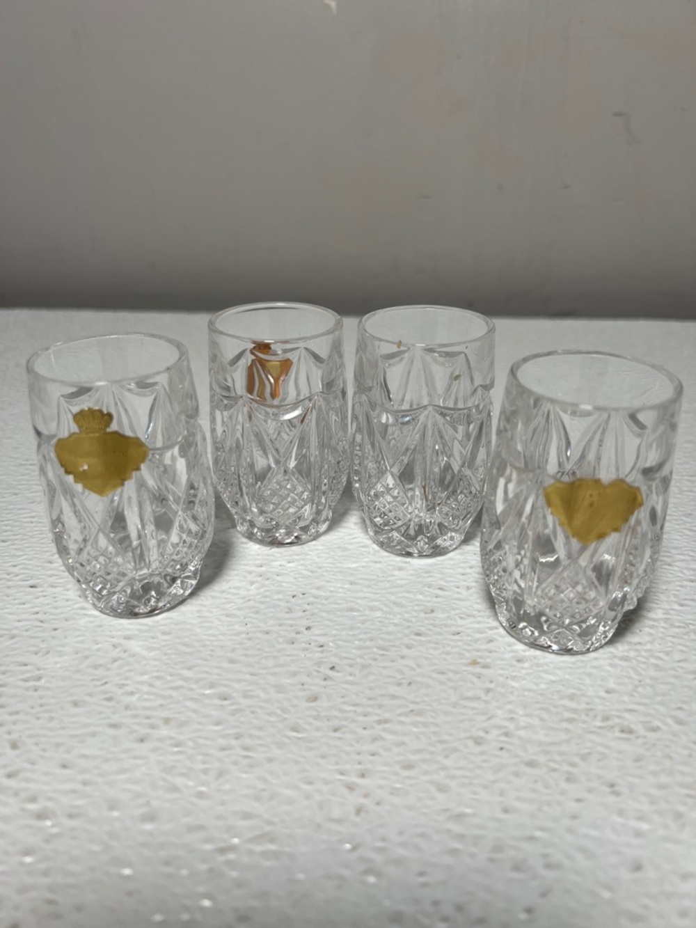 70s Nachtmann Full Lead Crystal Cordial/Shot Glasses Swag Diamond Cut GermanyNEW
